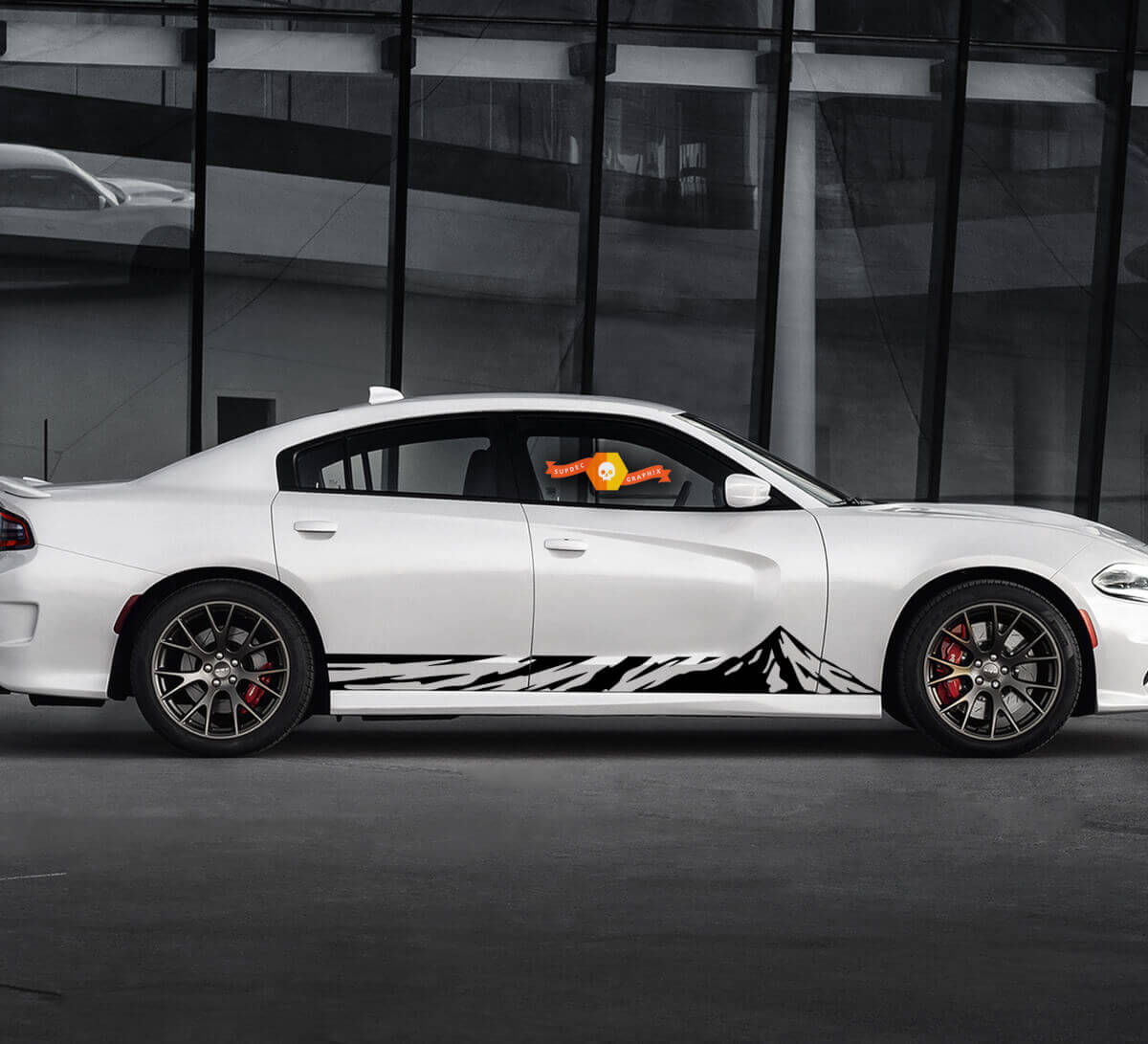 2 Seiten Dodge Charger Curved Topographic Lines Mountain Rocker Panel Side Vinyl Decals Graphics Sticker
