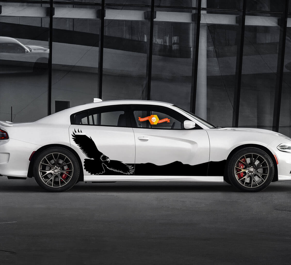 2 Seiten Dodge Charger Bald Eagle Hawk Rocker Panel Side Vinyl Decals Graphics Aufkleber

