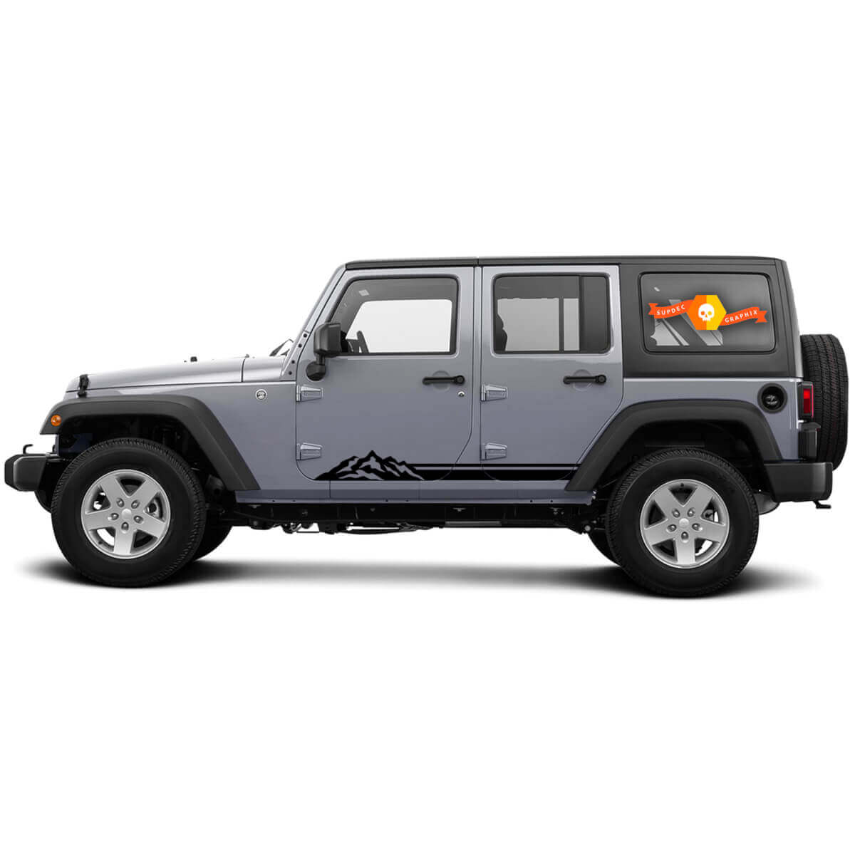 2 Seiten Jeep Wrangler Lines Mountain Rocker Panel Seiten-Vinyl-Aufkleber Grafik-Aufkleber
