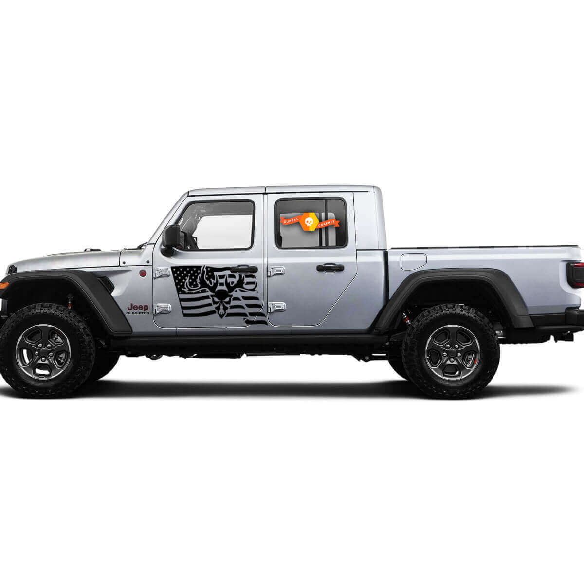 2 Seiten Jeep Gladiator USA Flagge Mountain Skill Türseite Vinyl Aufkleber Grafik Aufkleber
