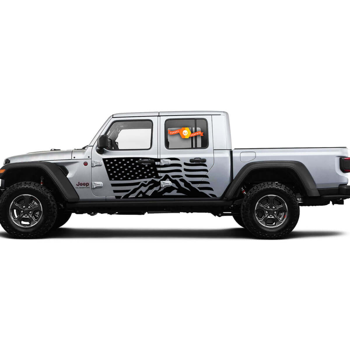 2 Seiten Jeep Gladiator USA Flagge Mountain Door Side Vinyl Decals Graphics Aufkleber
