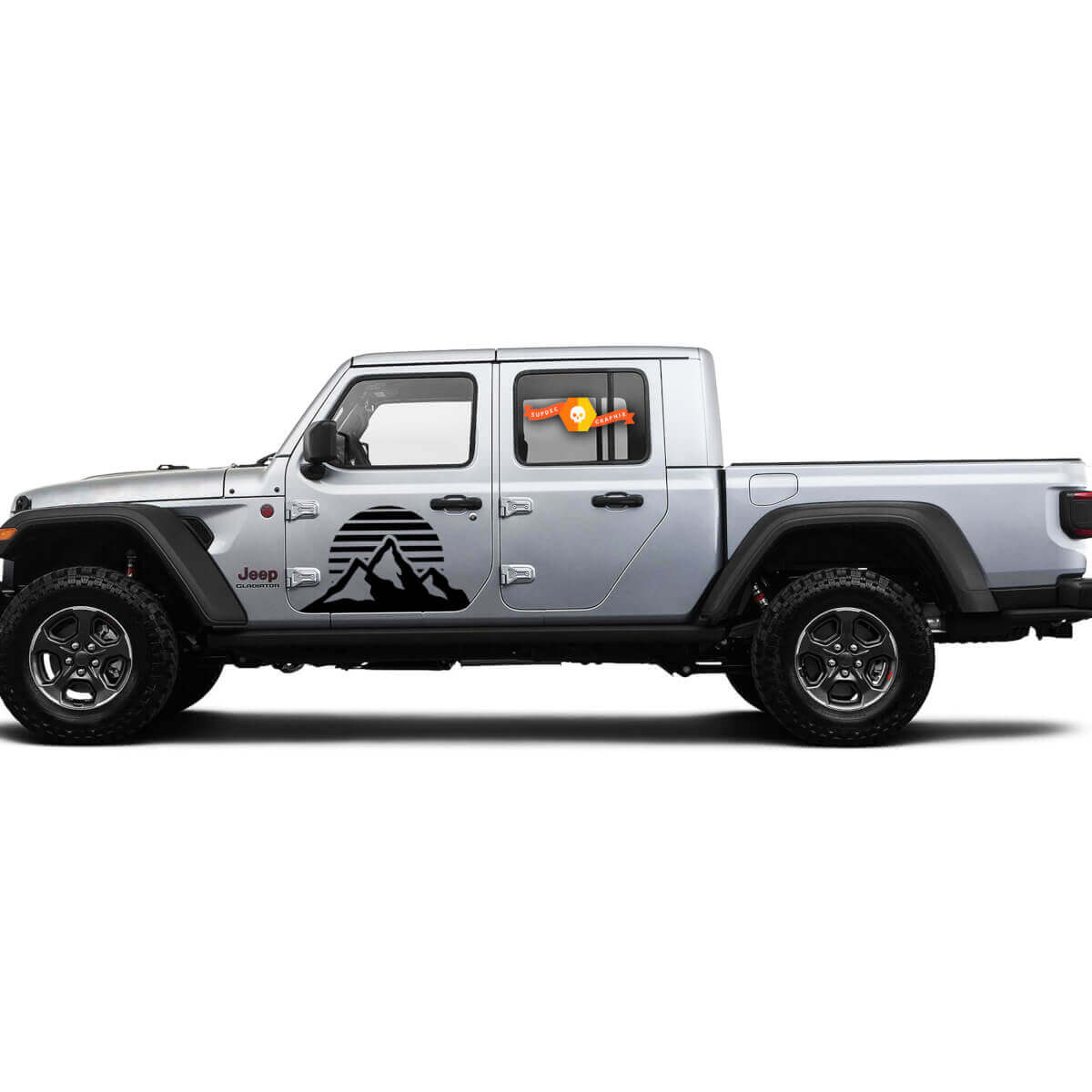 2 Seiten Jeep Gladiator Berg Mond Sonne Sonnenaufgang Tür Seite Vinyl Aufkleber Grafiken Aufkleber
