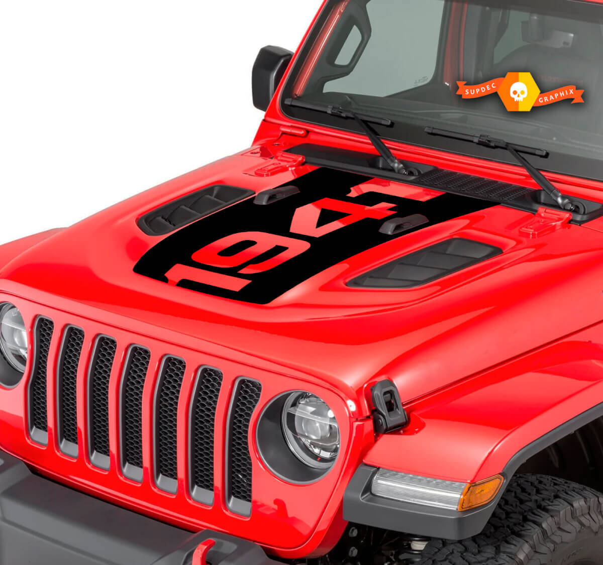 1941 Blackout Hauben Vinyl-Aufkleber für Jeep Wrangler JL/JT Rubicon