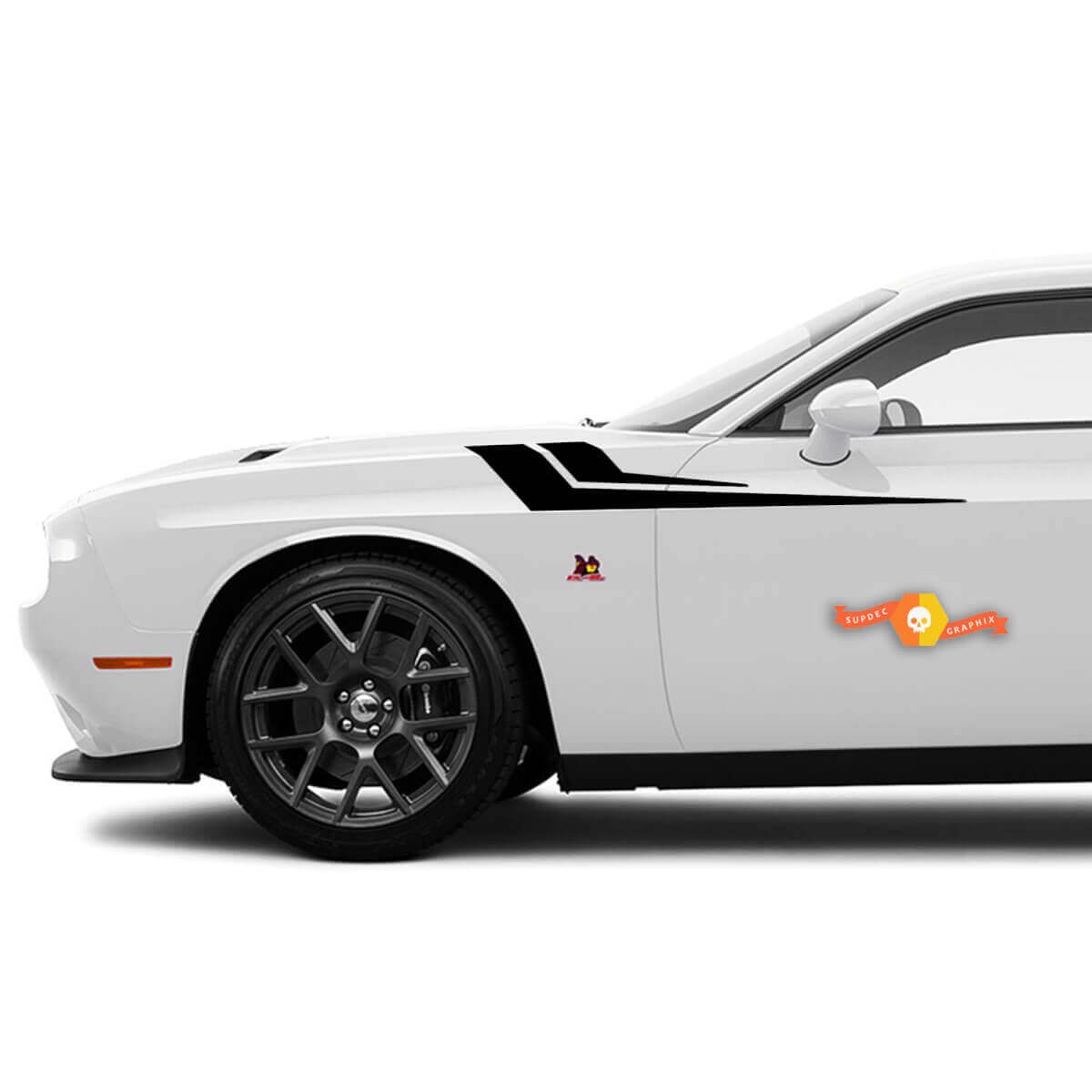 Twin Stripes Kotflügel Seiten Vinyl-Aufkleber Set für Dodge Challenger