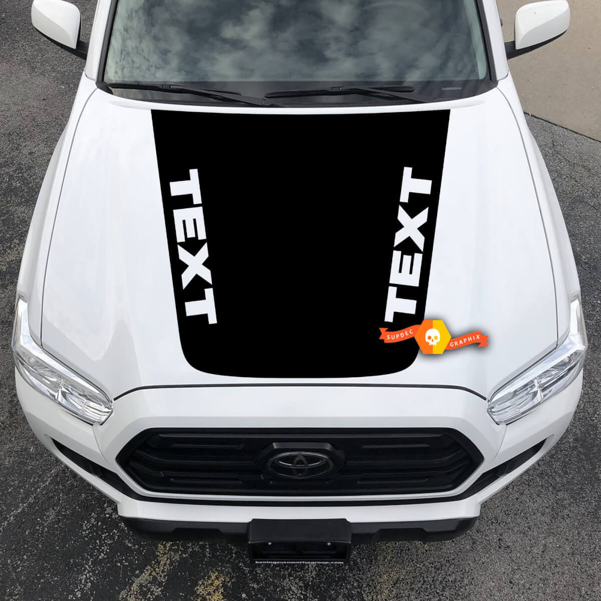 Blackout mit individuellem Text Motorhauben-Vinylaufkleber für Toyota Tacoma 2016-2021