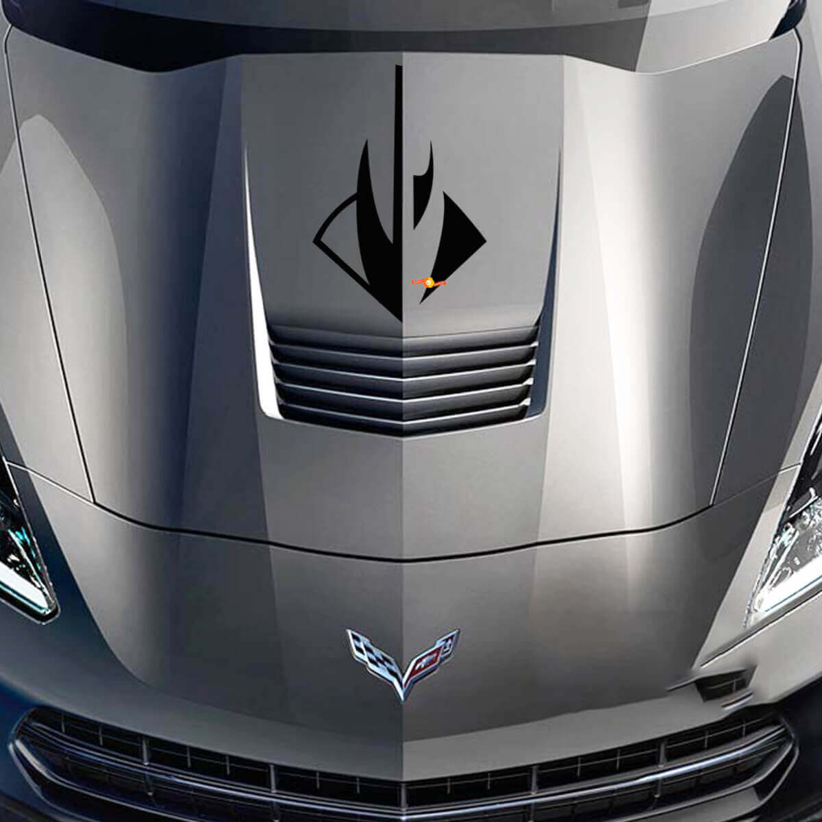 Stingray-Stil Motorhauben-Logo Vinyl-Aufkleber für Chevy Corvette C7 2014-2017