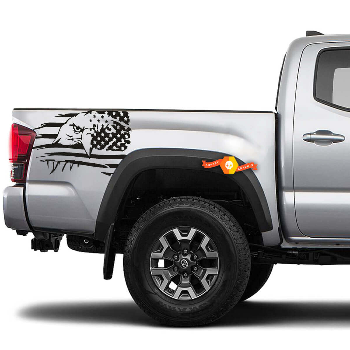 Vinyl-Aufkleber "Eagle Distressed USA Flag" für Toyota Tacoma 2016-2020