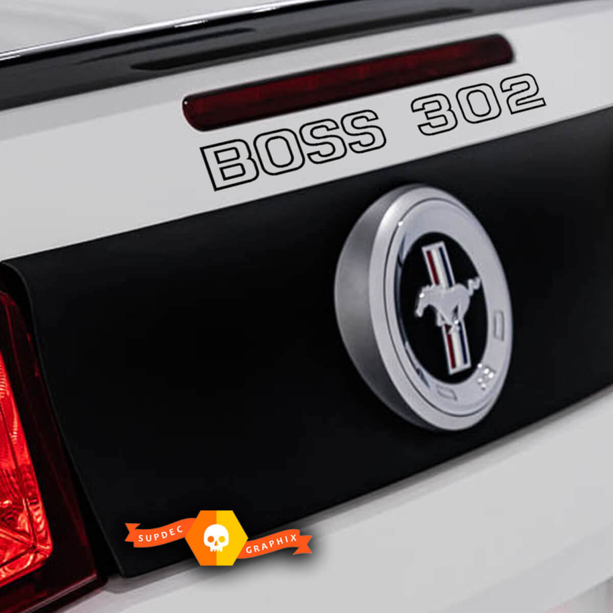 Hinterer Kofferraum Vinyl-Aufkleber Decals 2 für Musclecar Musclecarmodel Boss 302 2015-2019