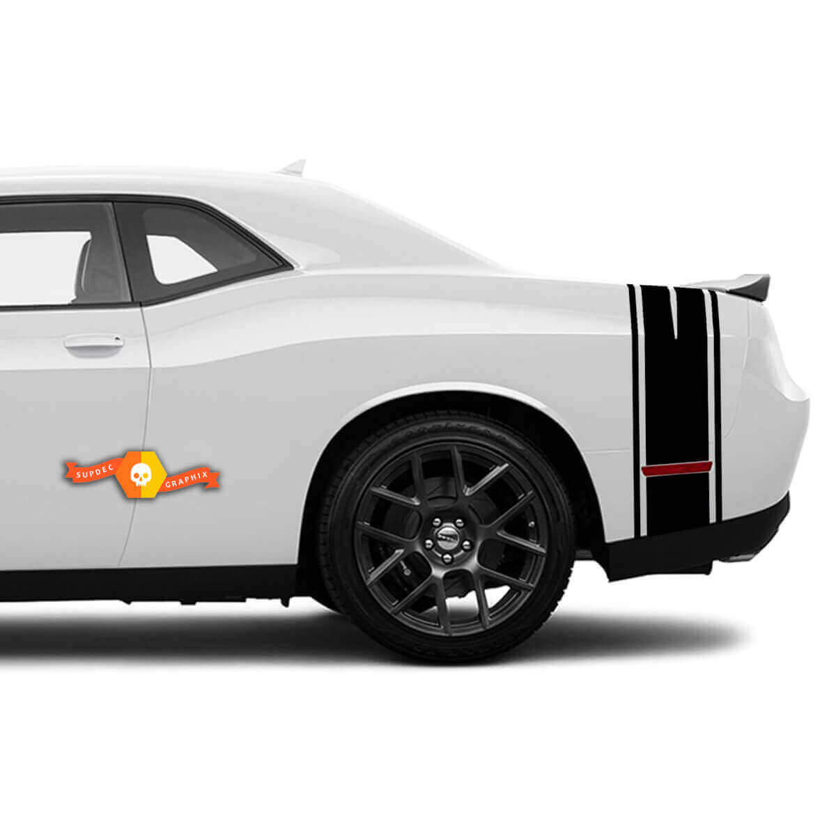 Vertikale Rallyestreifen-Aufkleber für den hinteren Kotflügel Dodge Challenger 2008-2021