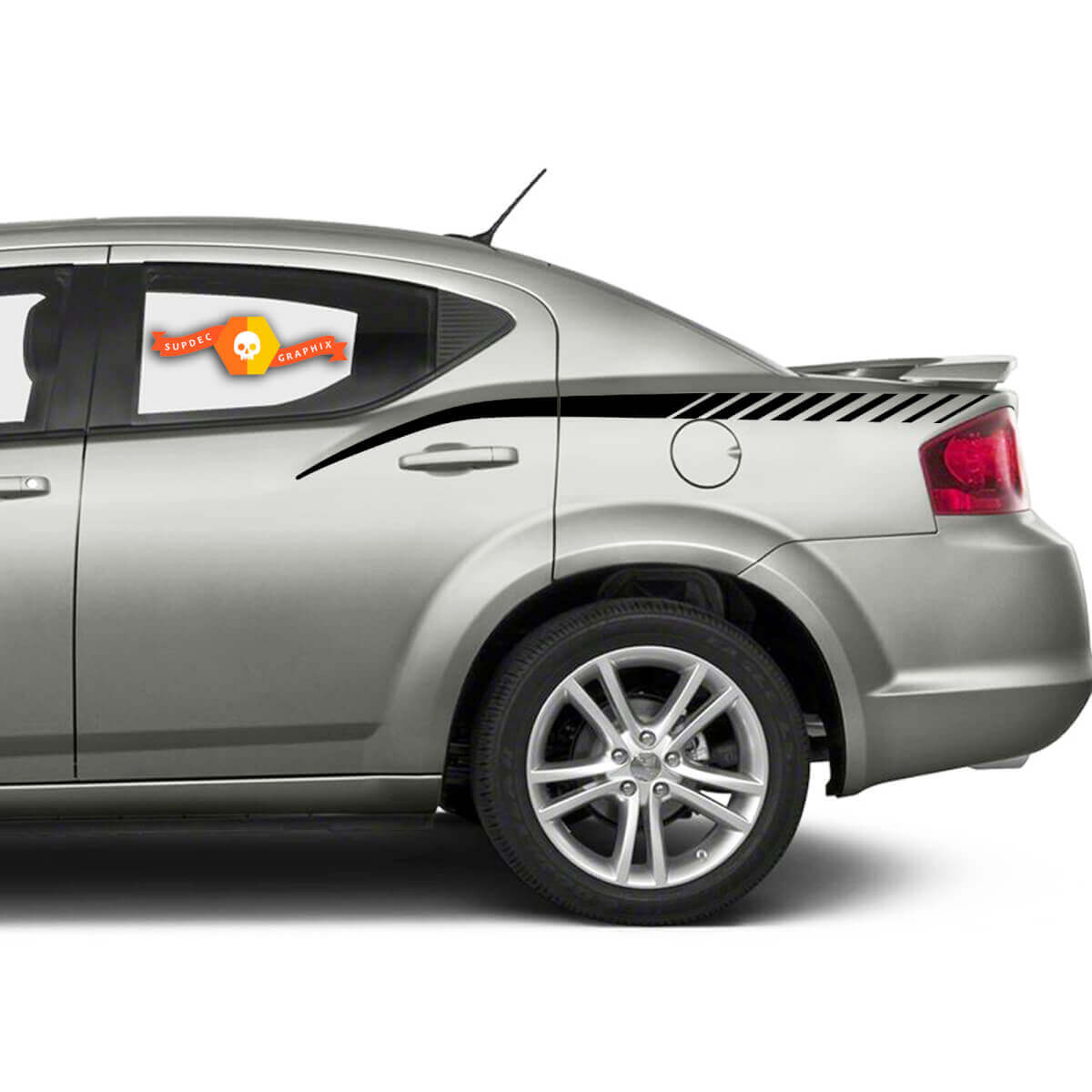 Strobe-Streifen Heckkotflügel Vinyl Aufkleber Set für Dodge Avenger 2008-2014