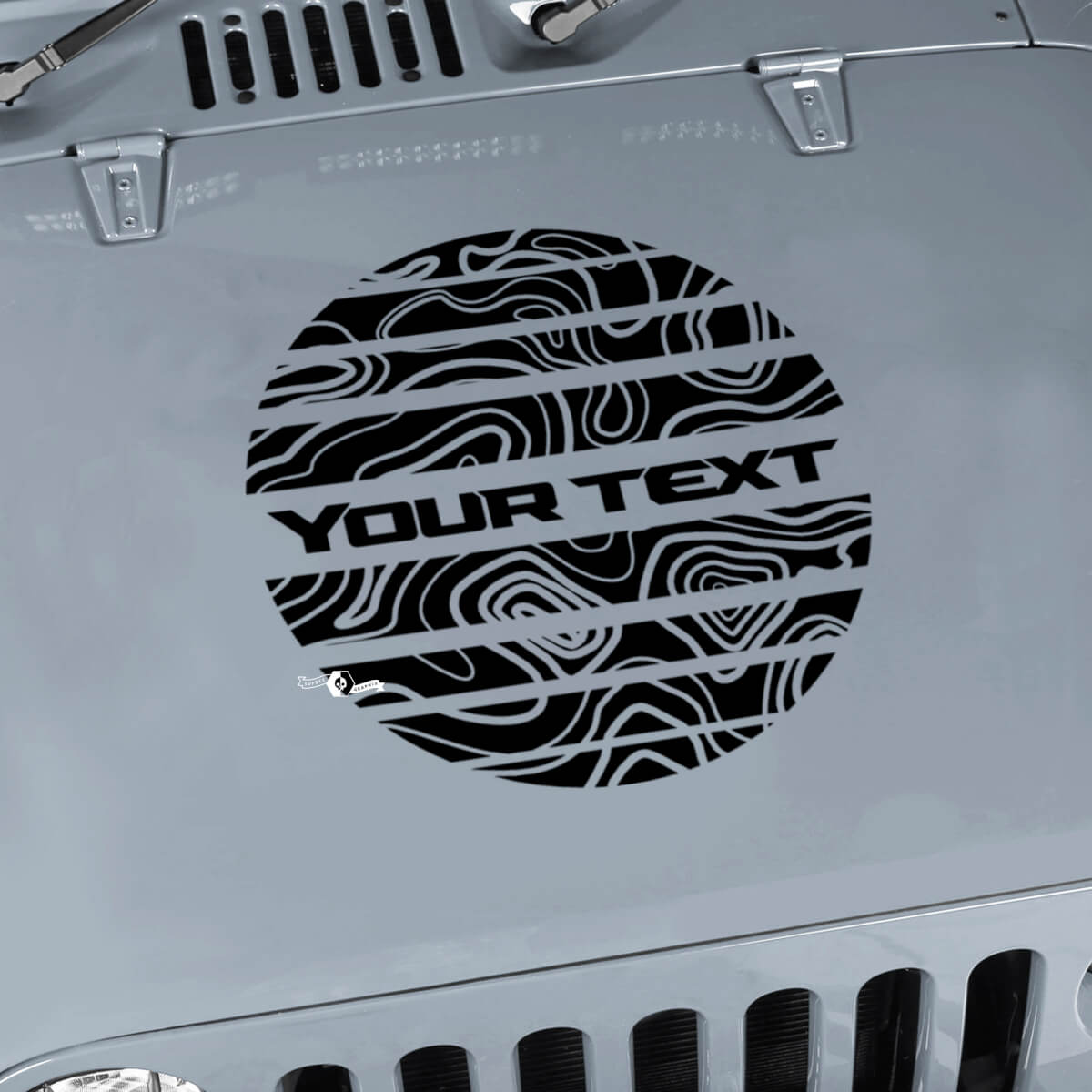 Jeep Wrangler-Grafikkit, Vinyl-Aufkleber, Blackout-Konturkarte, Kreis-Strobe-Stil, Aufkleber für Motorhaube

