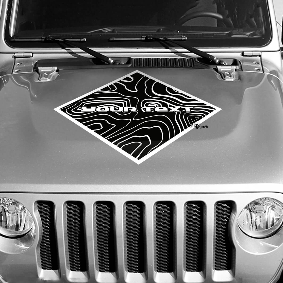 Blackout-Konturenkartierung Motorhaube Quadratischer Stil Grafik Vinylfolie Aufkleber Decal 2 Farben für Jeep Wrangler