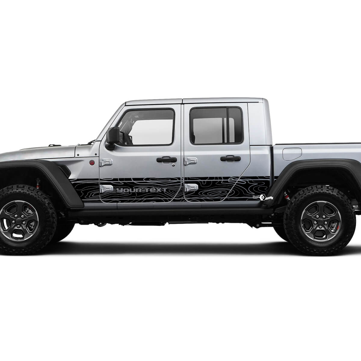 Jeep Gladiator Seite Seitentür einzigartiger Aufkleber Konturkarte Vinyl-Aufkleber Grafik-Kit für JT 2018–2021 benutzerdefinierter Text
