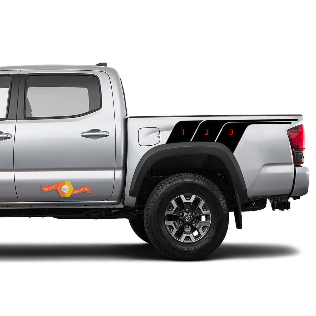 Vintage TRD Stil Seitliche Heckstreifen Vinyl Aufkleber Set für Toyota Tacoma