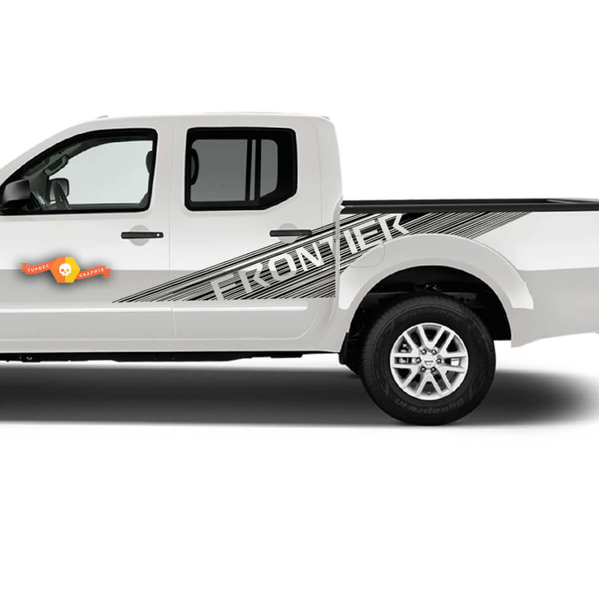 Frontier Schriftzug Streifen Stil Seiten Vinyl Aufkleber Set für Nissan Frontier