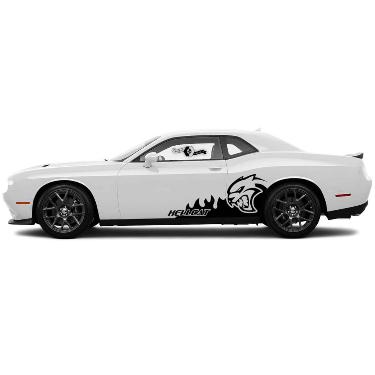 Paar Hellcat-Aufkleber für Dodge Challenger Splash Flames Doors Side Vinyl Decals Stickers
