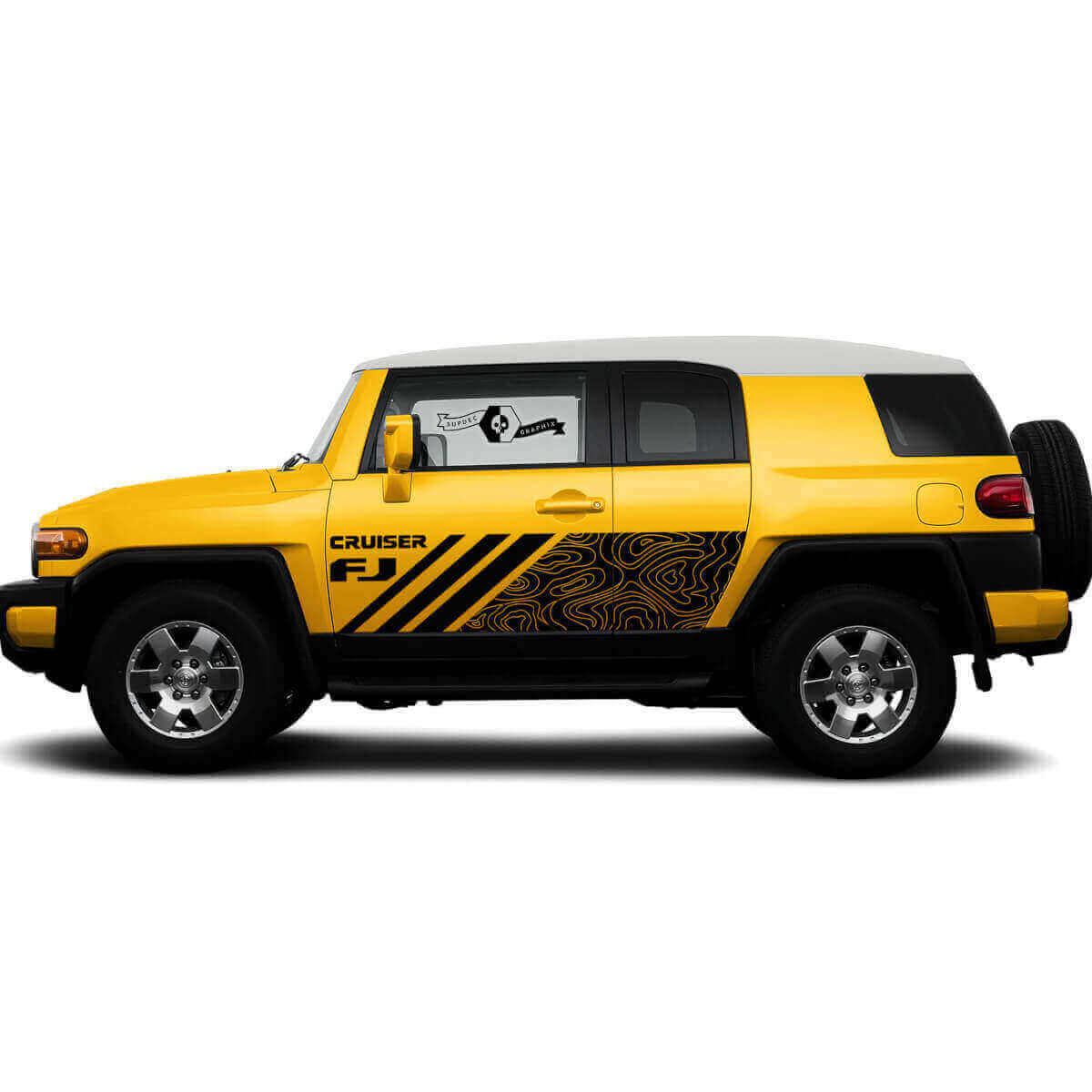 Topografische Karte Stil Seiten Tür Vinyl Aufkleber Sticker für Toyota FJ Cruiser
