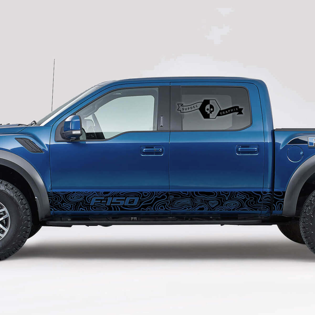 Topografische Karten Seitenstreifen Vinyl Aufkleber Set für Musclecar Truck
