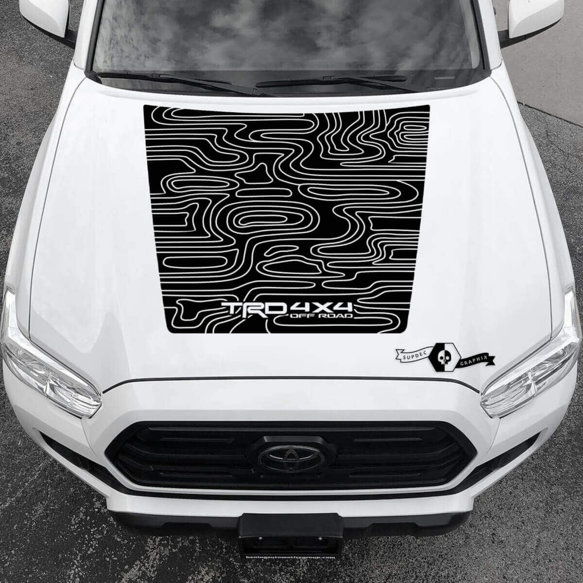 TRD Blackout Topografischer Stil Motorhauben Vinylaufkleber für Toyota Tacoma 2016-2021