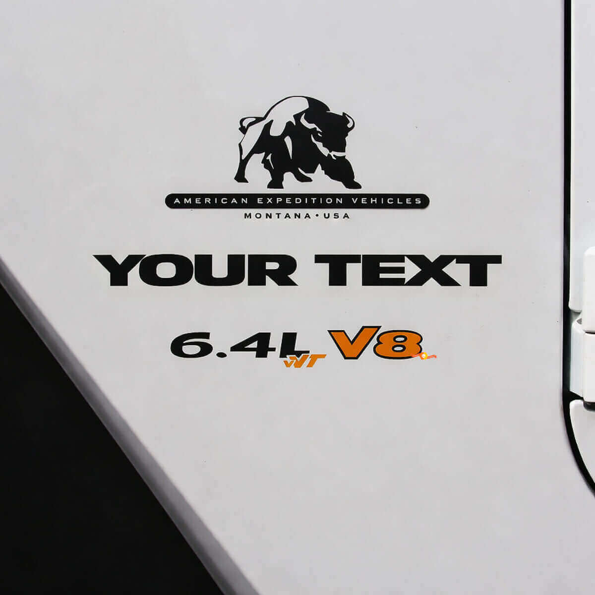 6,4L V8 Bull mit individuellem Text Vinyl-Aufkleber-Set für Jeep Wrangler