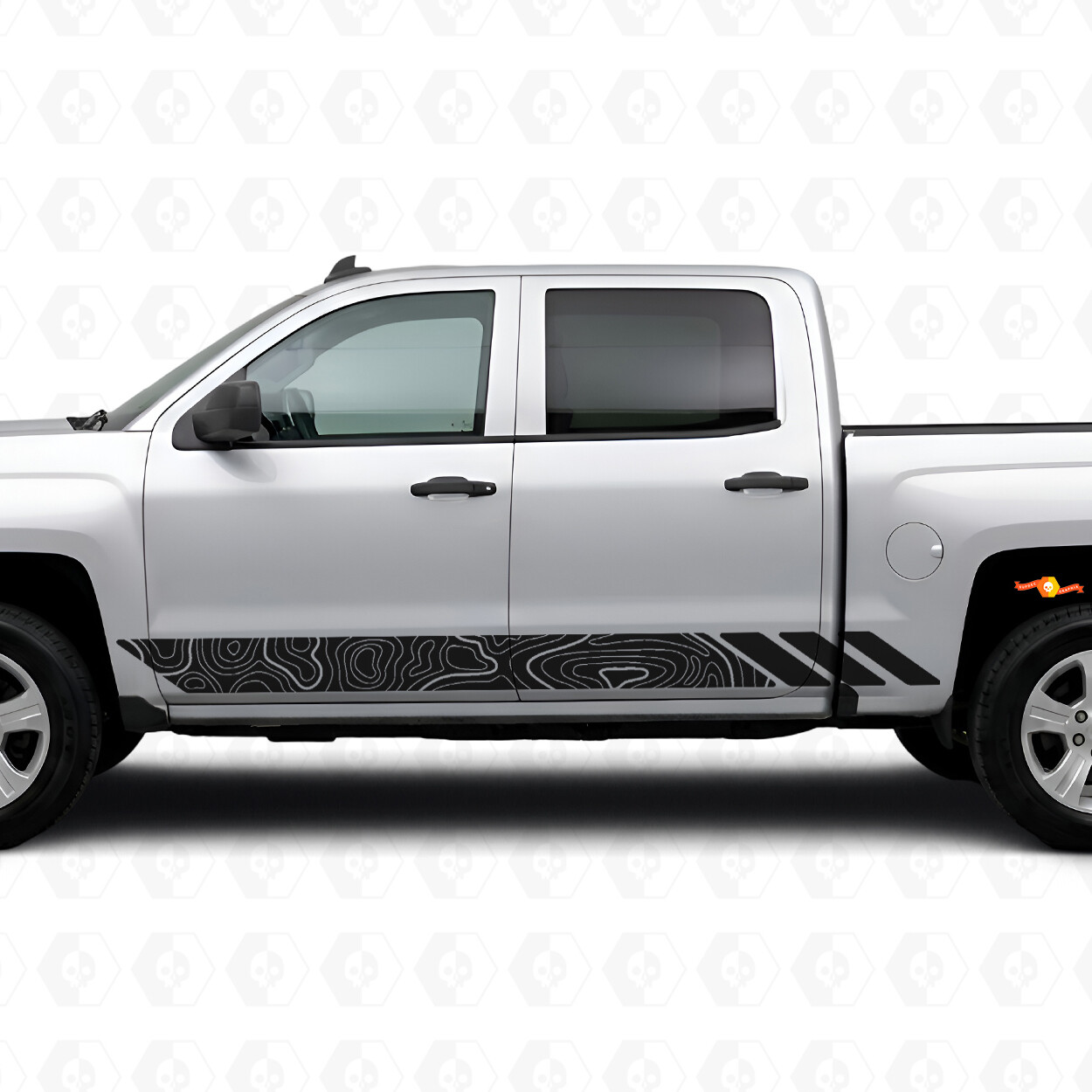 Topografische Kontur Tür- & Schweller Vinyl-Streifen für Chevrolet Silverado 1500 K2XX 2014-2019