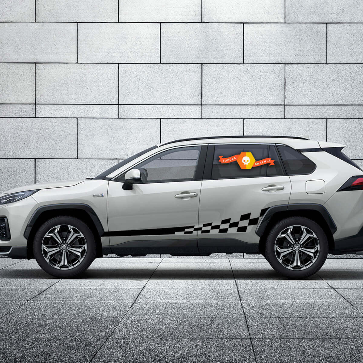 Schachbrettmuster-Streifen Seiten-Vinylaufkleber für Toyota RAV4 2019-2025