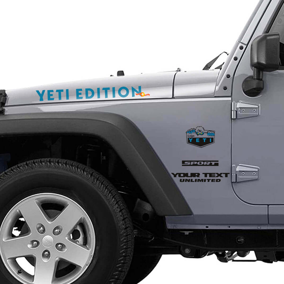 Yeti Edition Motorhauben- und Seiten-Vinylaufkleber-Kit für Jeep Wrangler