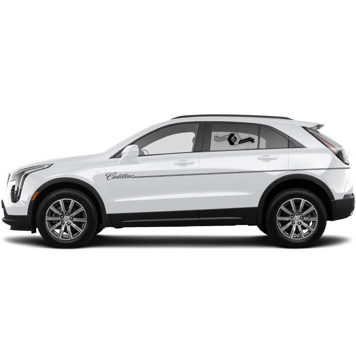 2 Neue Aufkleber für die Seitenschweller, Aufkleberlinien Split Thin Lines Classic Stripe für Cadillac XT4
