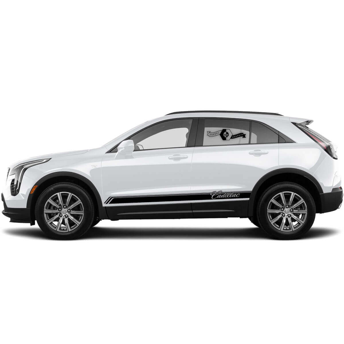 2 Neue Aufkleber für die Seitenschweller Triple Trim Thin Lines Classic Stripe für Cadillac XT4
