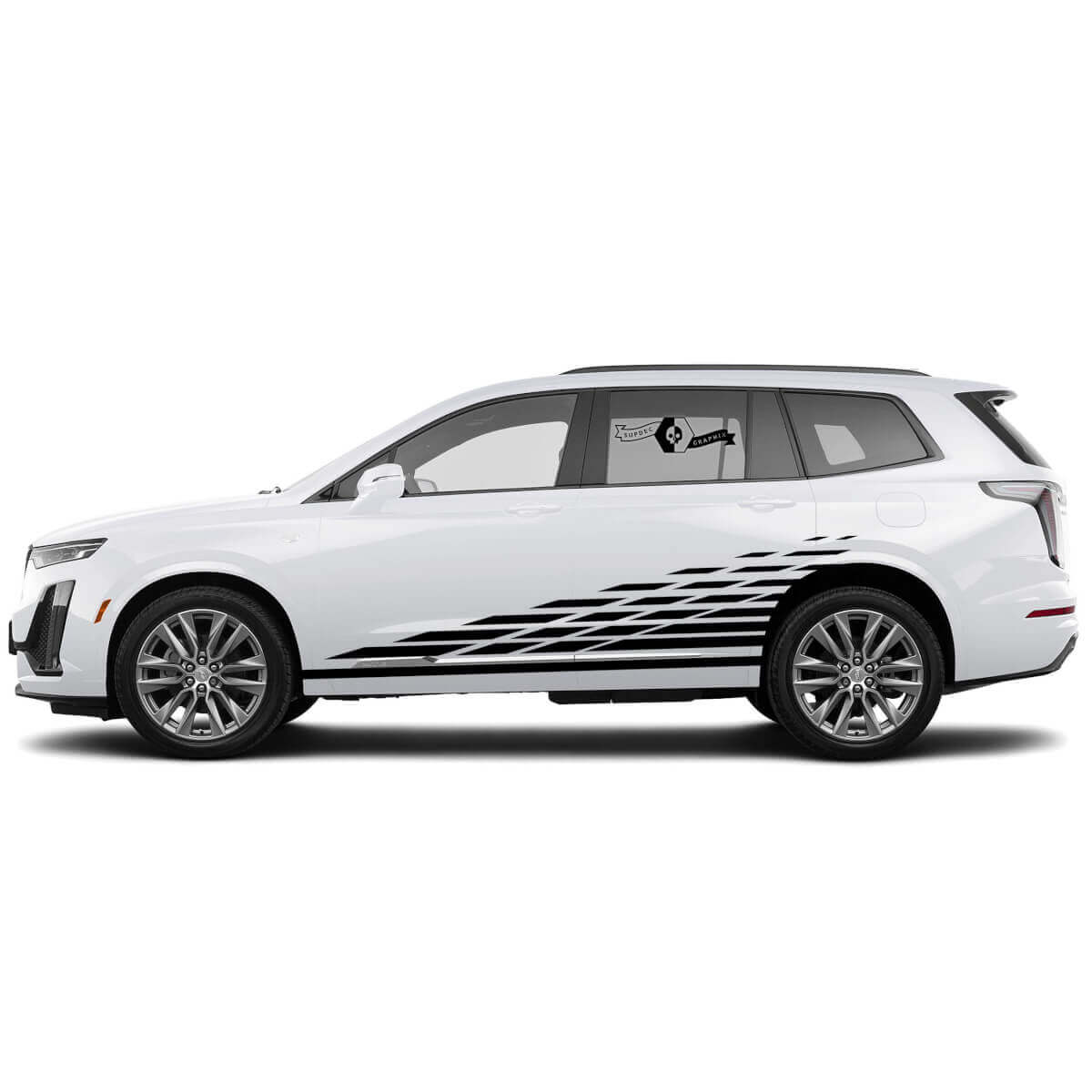 2 Neue Aufkleber Aufkleber Stilvolle Rocker Panel Türen Checkered Flag Wrap Vinyl Aufkleber für Cadillac XT6
