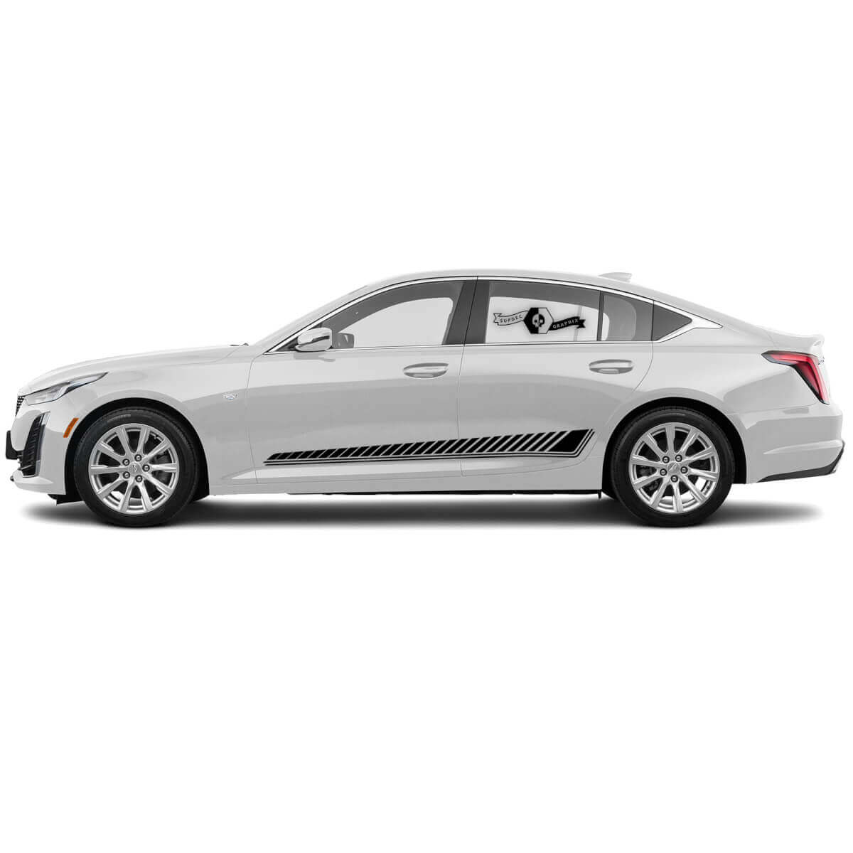 2 Neue Aufkleber Stilvolle Rocker Panel Akzent Doppel Trim Vinyl Aufkleber für Cadillac CT5
