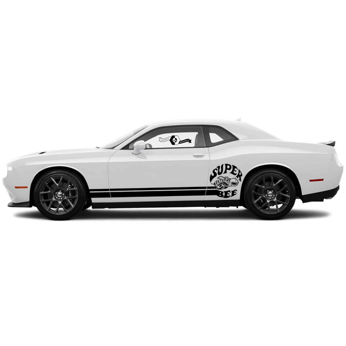 2 Seiten Dodge Challenger Super Bee Rocker Panel Seiten Vinyl Aufkleber Grafiken Sticker
