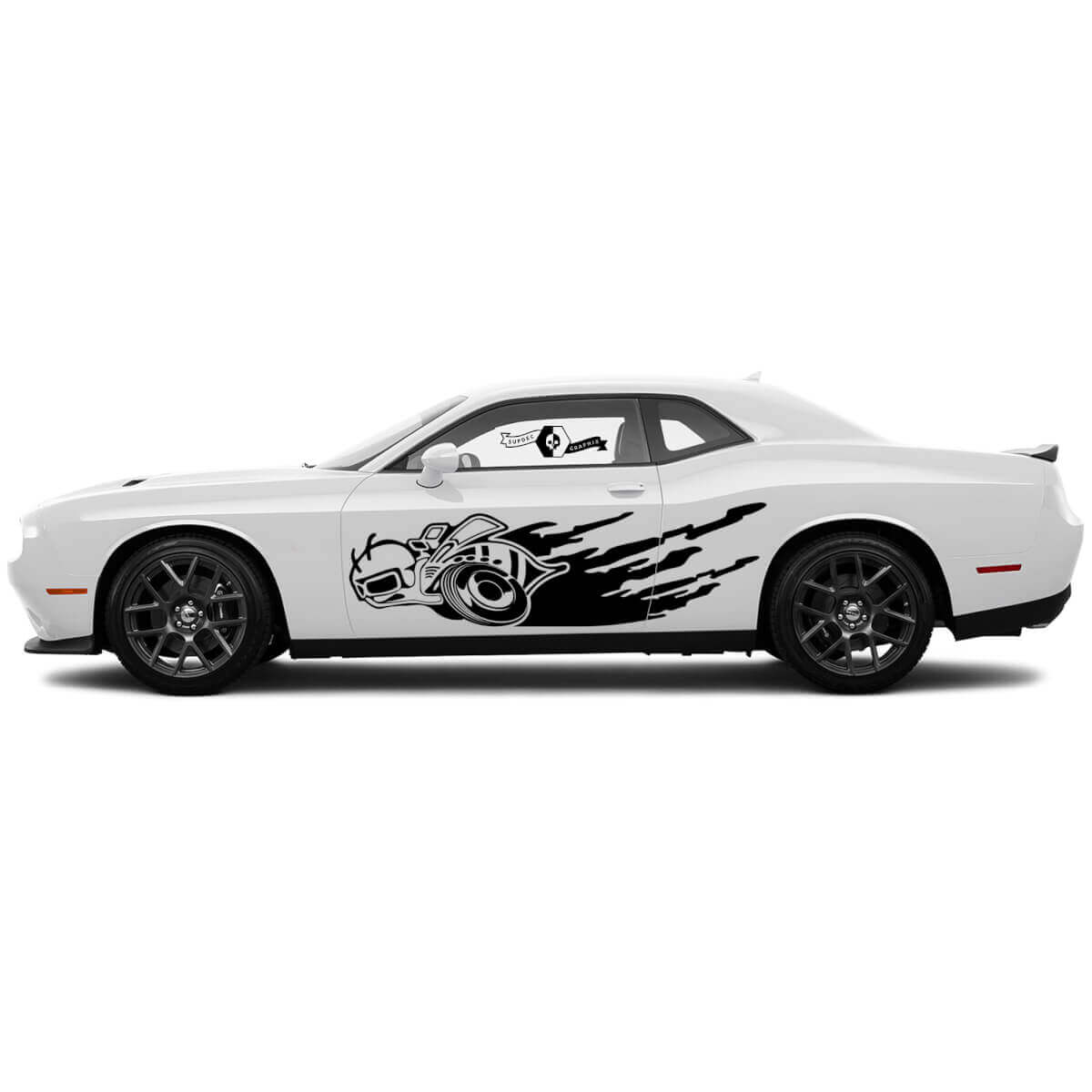 2 Seitentür Dodge Challenger Super Bee Tür Zerstört Splash Wrap Seitliche Vinylaufkleber Grafiken Sticker

