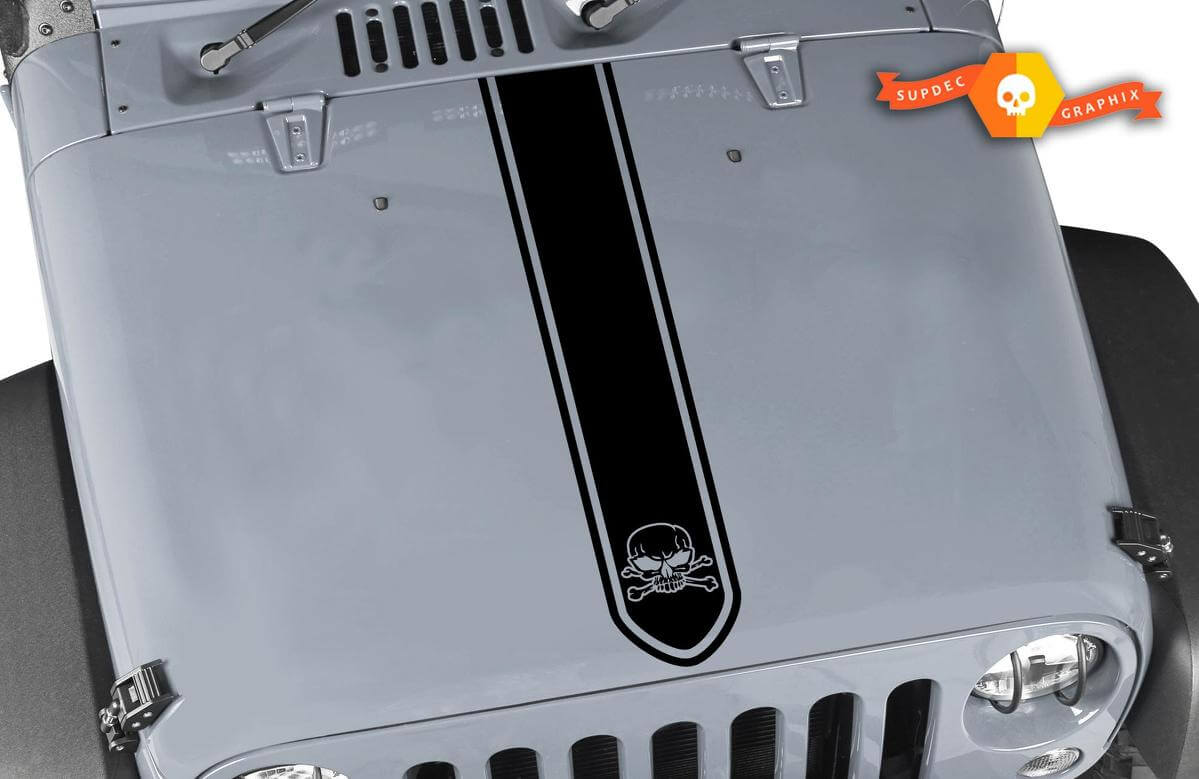 Jeep Wrangler Hood Stripe mit Skull & Cross Bone Sticker De