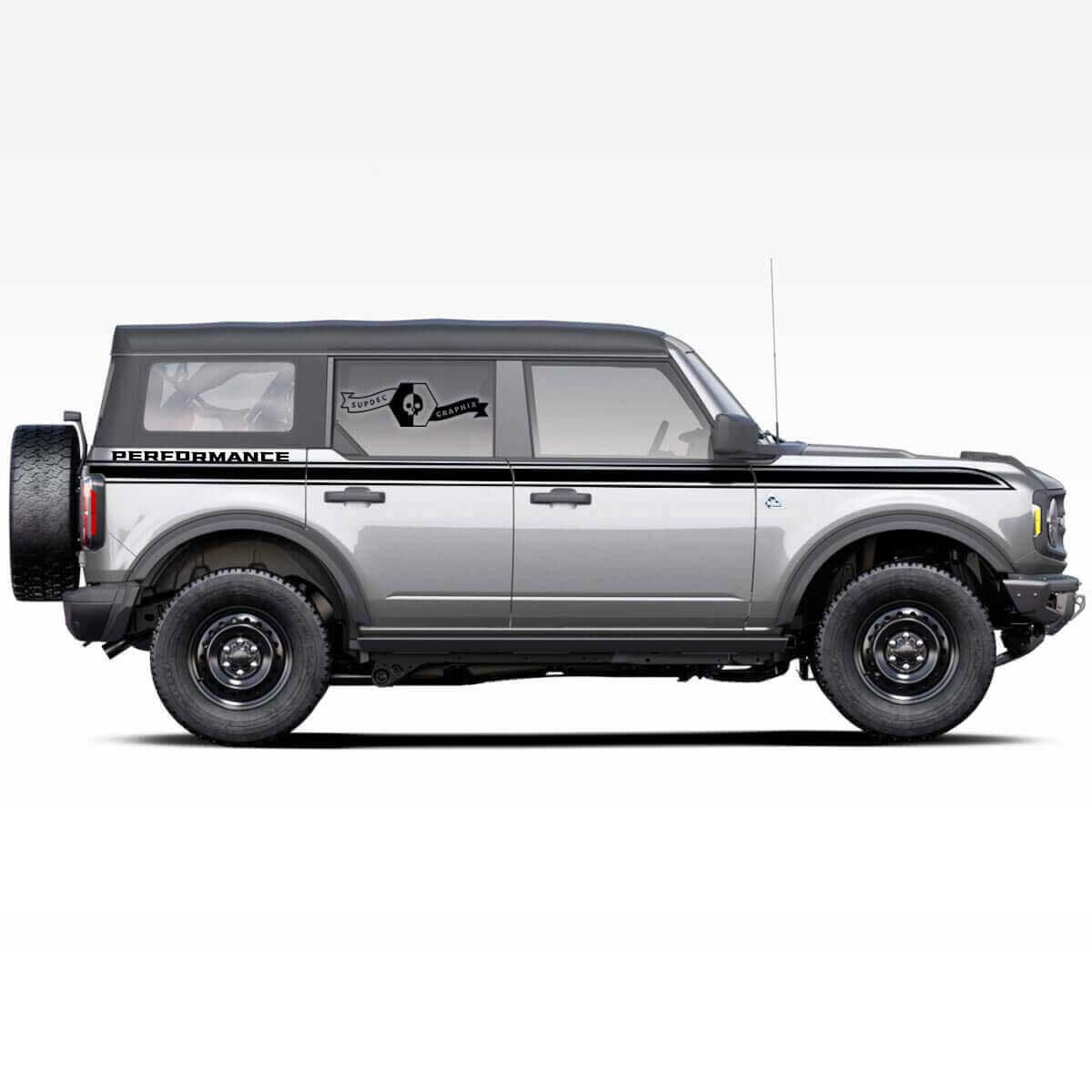 Doors Up Akzentlinien-Zierleiste Performance Seitenstreifen Aufkleber für Ford Bronco 4-Türer