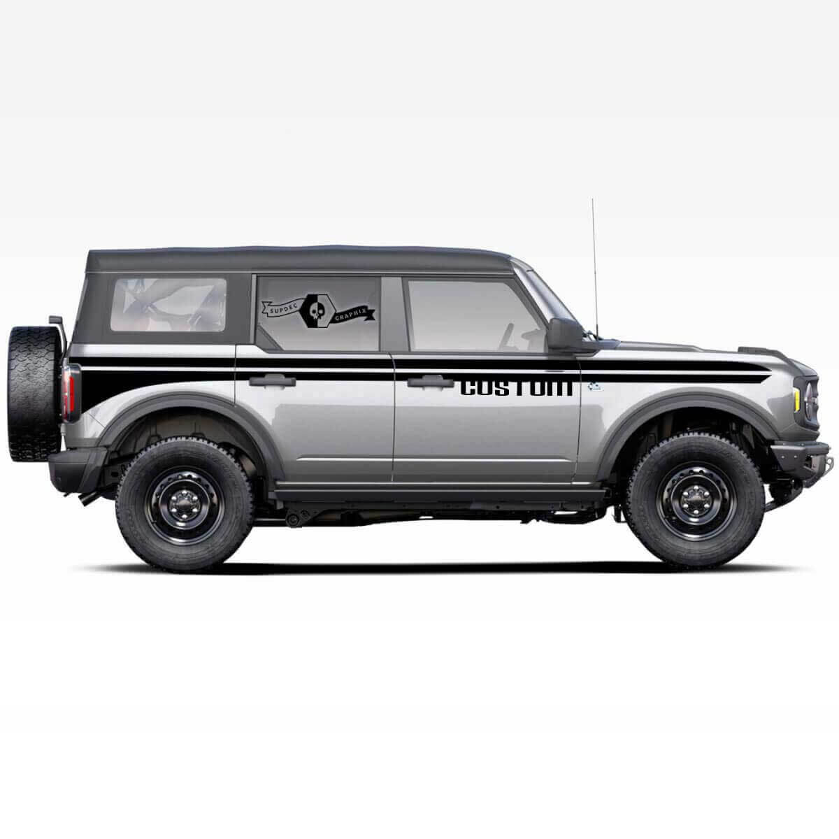 Individuelles Vinyl-Dekor mit doppelten Seitenstreifen für Musclecar horse 2021