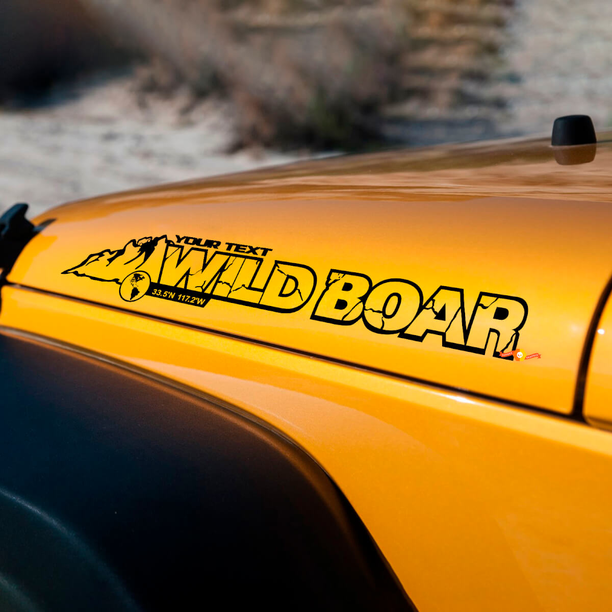 Wildschwein Mountain Style Motorhaubenaufkleber für Jeep Rubicon JK