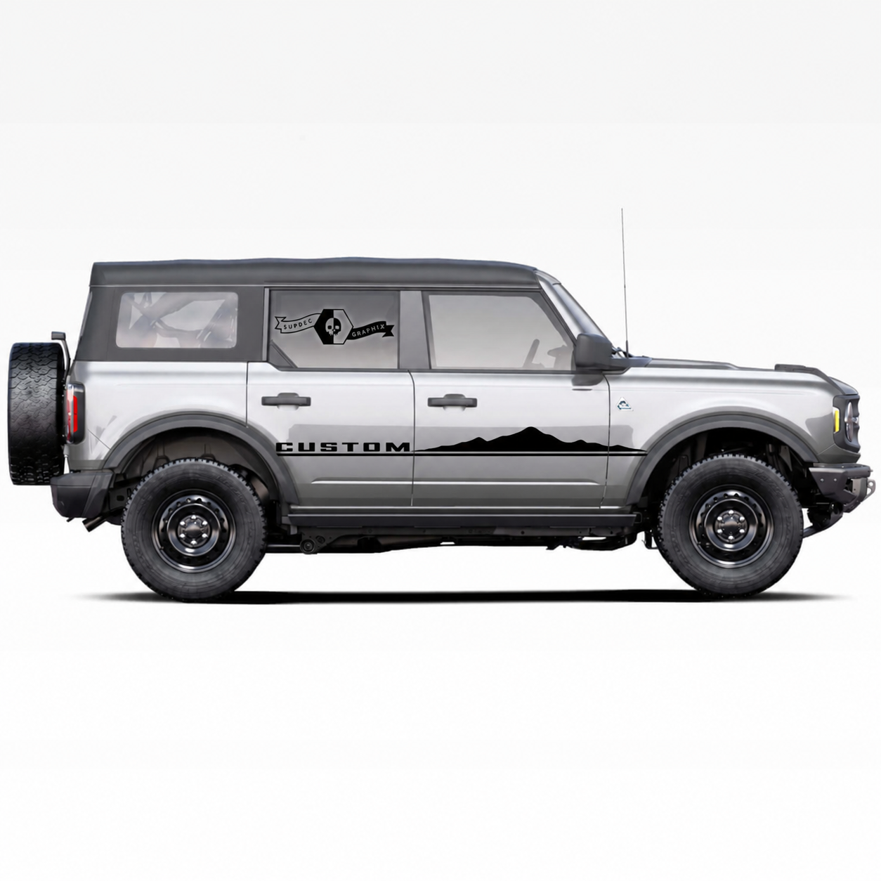 CUSTOM Mountain Door Stripe Pair Tür Vinylaufkleber für Ford Bronco 2021