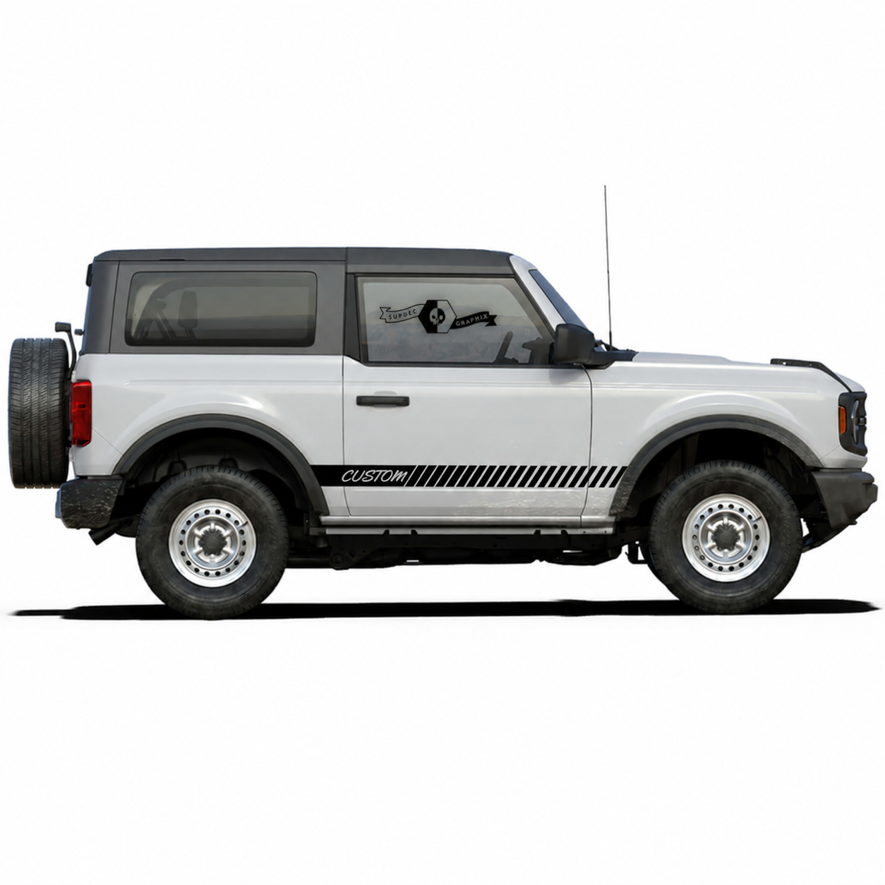 CUSTOM Script Hatch Streifen Paar 2-Türer Schweller Vinyl Aufkleber Sticker für Ford Bronco 2021