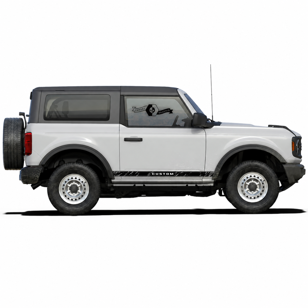 CUSTOM Abgegriffener Schweller-Streifen Satz 2-Türer Schwellerplatten Vinyl-Dekoraufkleber für Ford Bronco 2021