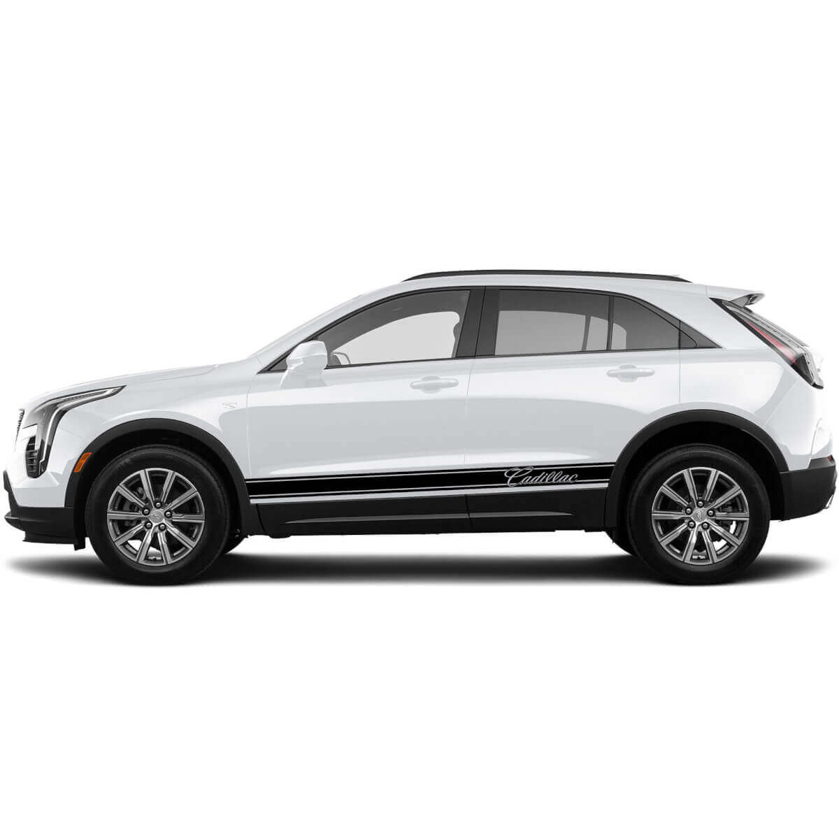 2 Neue Aufkleber für die Seitenschweller mit horizontalen Linien für Cadillac XT4 - neu
