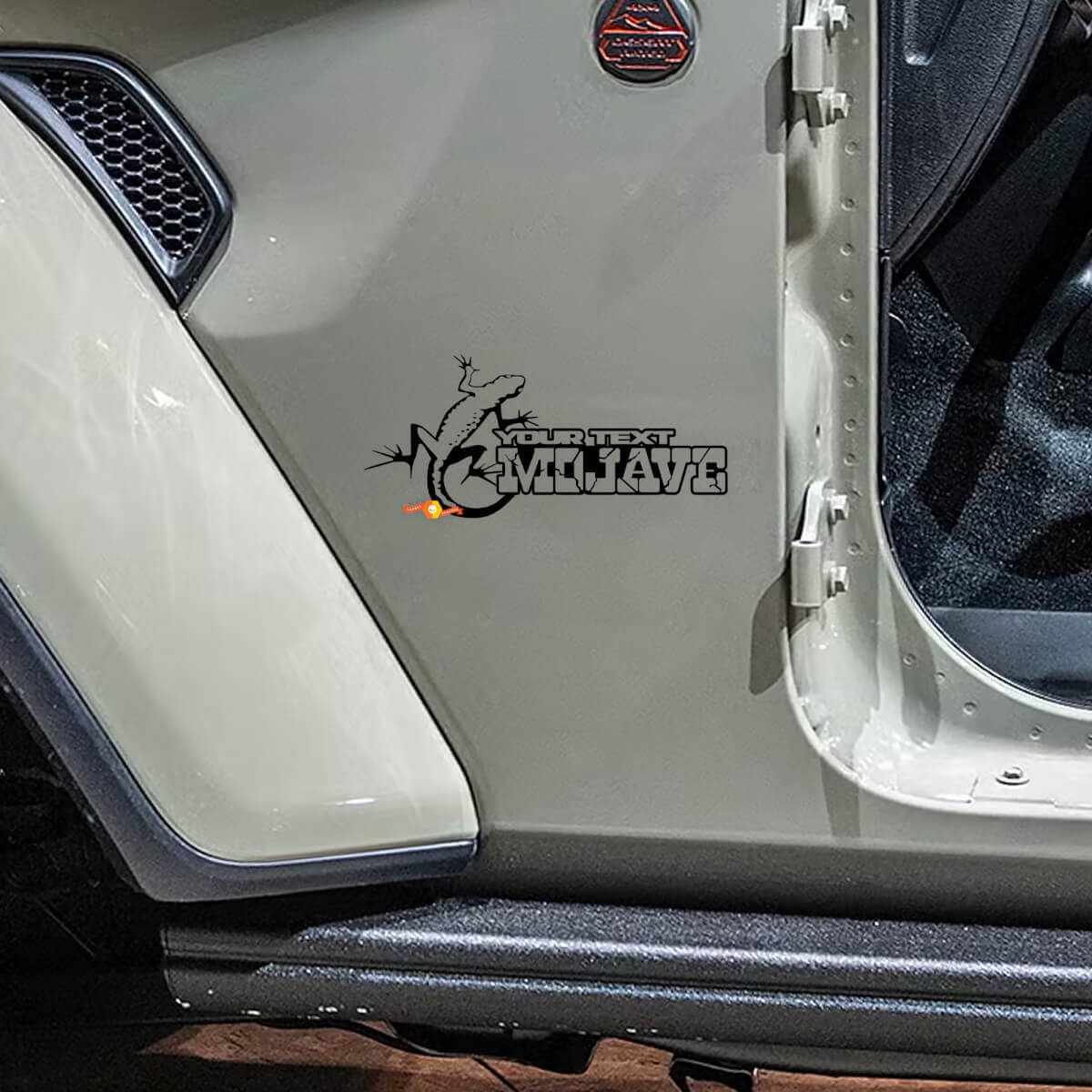 Benutzerdefinierter Text Mojave Gecko Seiten-Vinylaufkleber-Set für Jeep Wrangler Rubicon