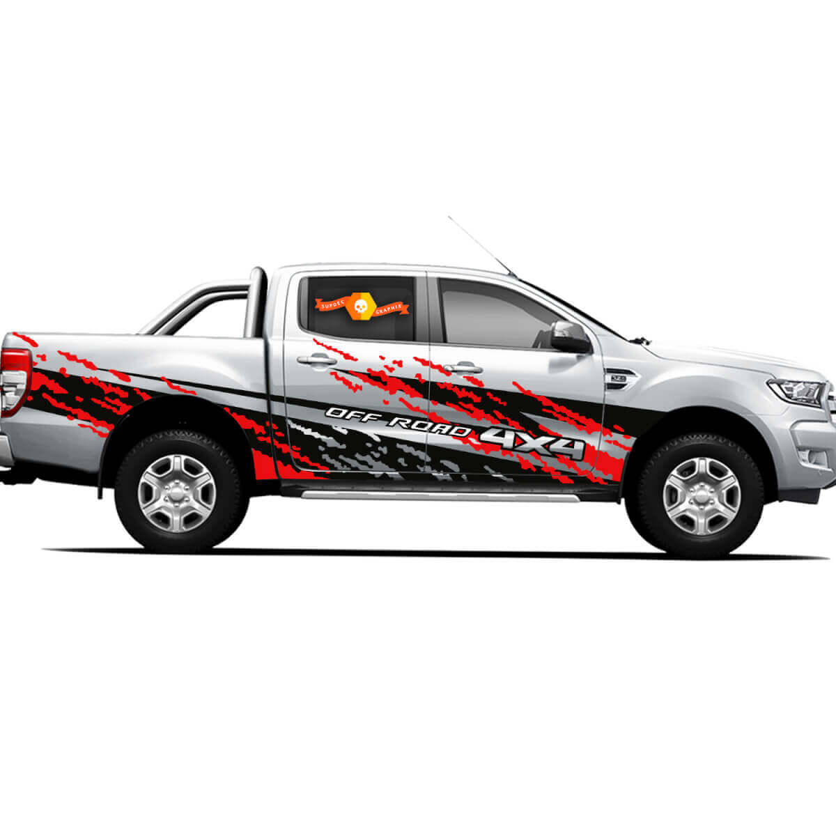 Paar Vinylaufkleber Sticker 4X4 Tacoma Toyota TRD Off Road LKW Seitentüren Feuriger Pfad
