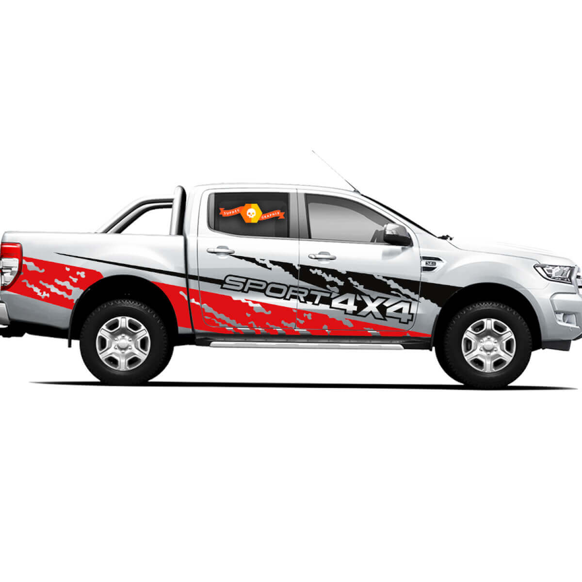 Paar Vinylaufkleber Sticker 4X4 Tacoma Toyota TRD Off Road LKW Seitentüren Feuer und Erde
