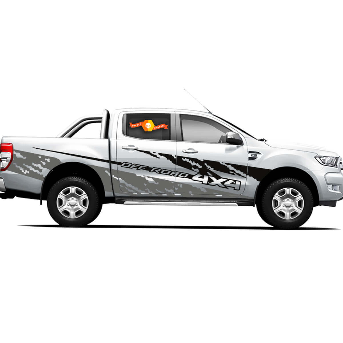 Paar Vinylaufkleber Sticker 4X4 Tacoma Toyota TRD Off Road Truck Seitentüren Asche Stil 2021
