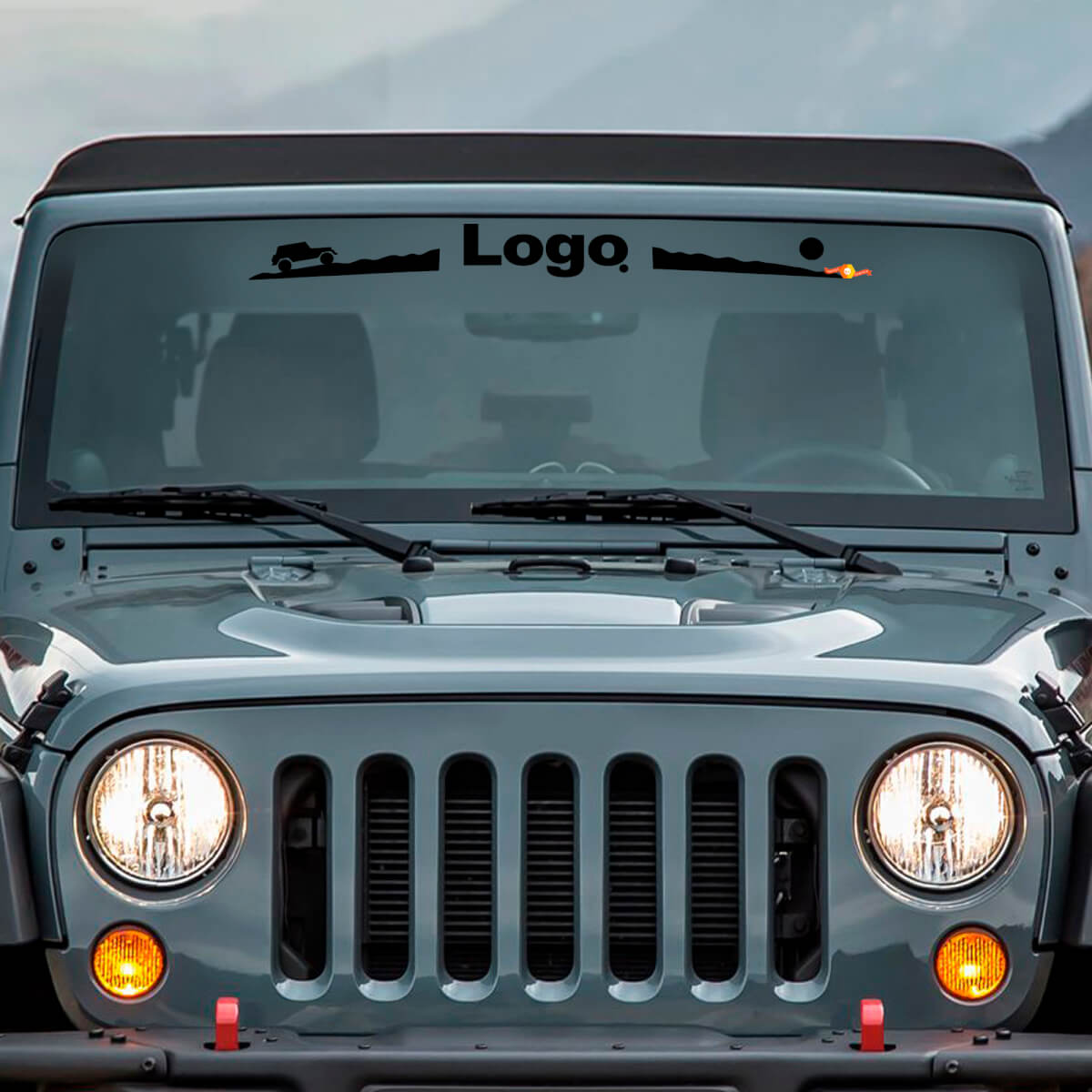 Mountain Style Logo Windschutzscheiben Vinyl Aufkleber für Jeep Wrangler Rubicon