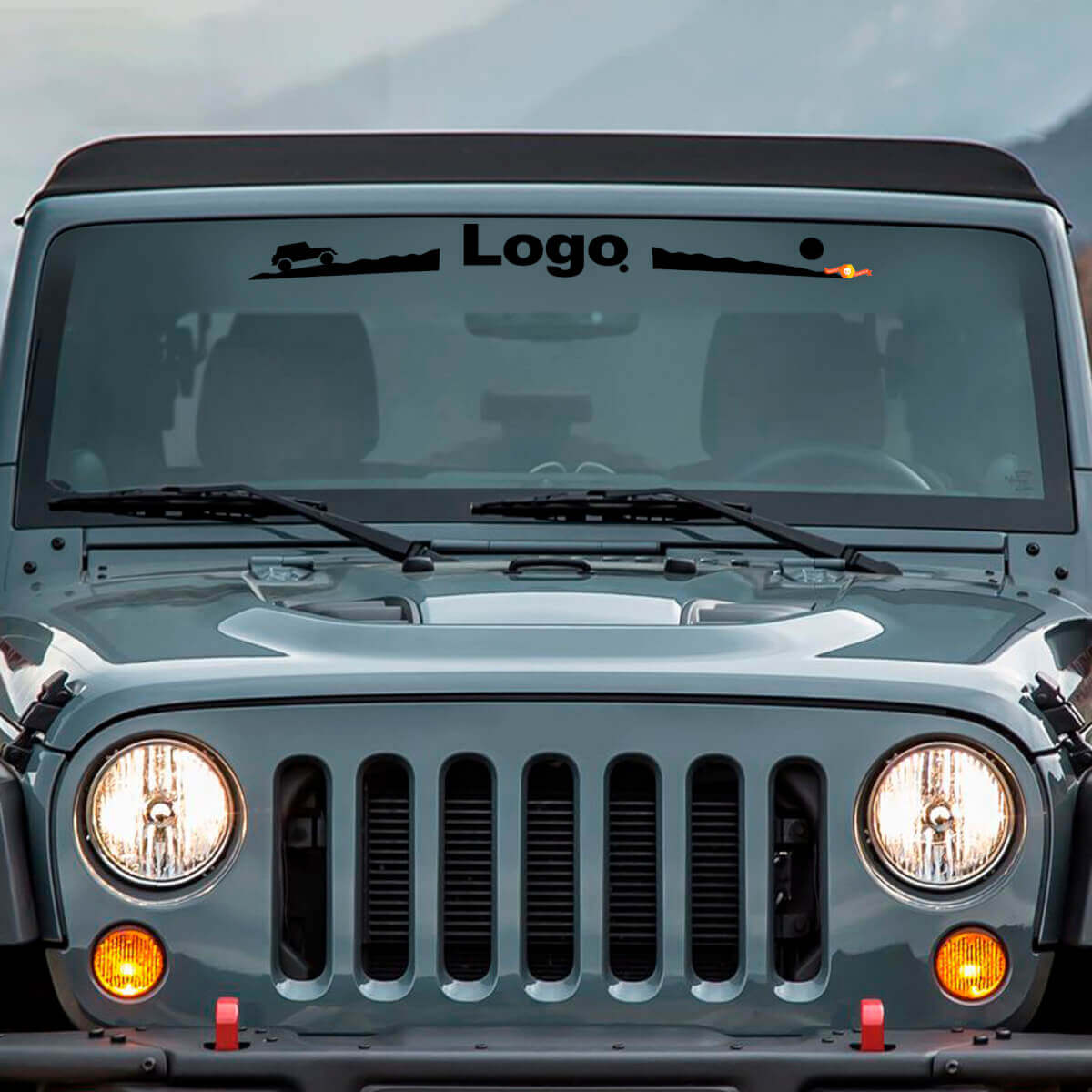 Mountain Style Logo Windschutzscheiben Vinyl Aufkleber für Jeep Wrangler Rubicon