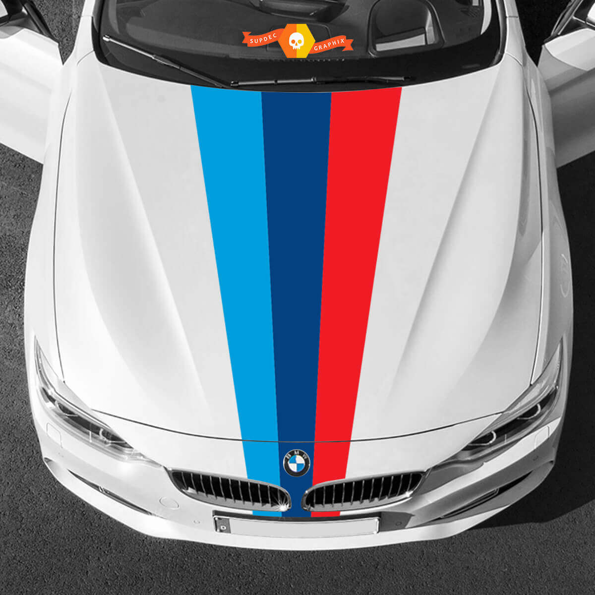 M Style Dreifach-Kaputtenstreifen Vinyl-Aufkleber für BMW Fahrzeuge