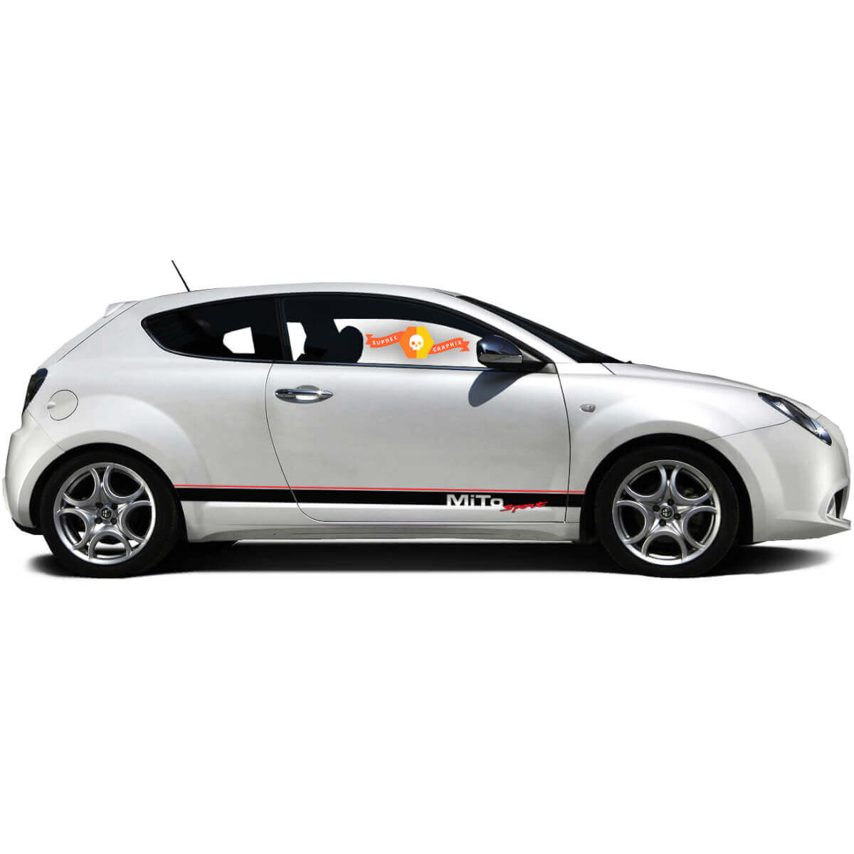 Paar Vinyl-Aufkleber Seitengrafik Sticker Alfa Romeo Rocker Panel MITO Sport 2022
