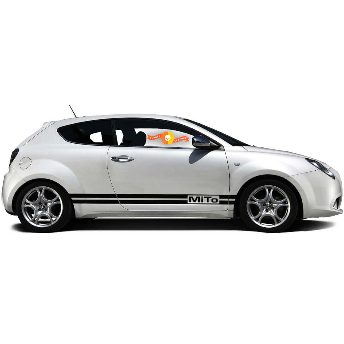 Paar Vinylaufkleber Seitengrafik Sticker Alfa Romeo Rocker Panel MITO zwei Linien 2022
